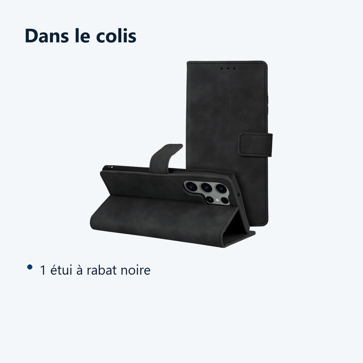 Contenu du colis – Etui Portefeuille a Rabat Couleur Noir Pour Samsung Galaxy S23 Ultra 5G