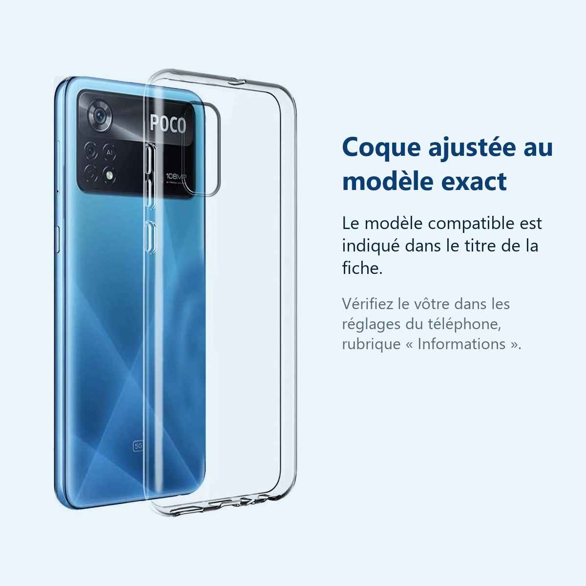 Accessoire ajusté au modèle exact – Coque Silicone Transparente Pour Poco X4 Pro 5G