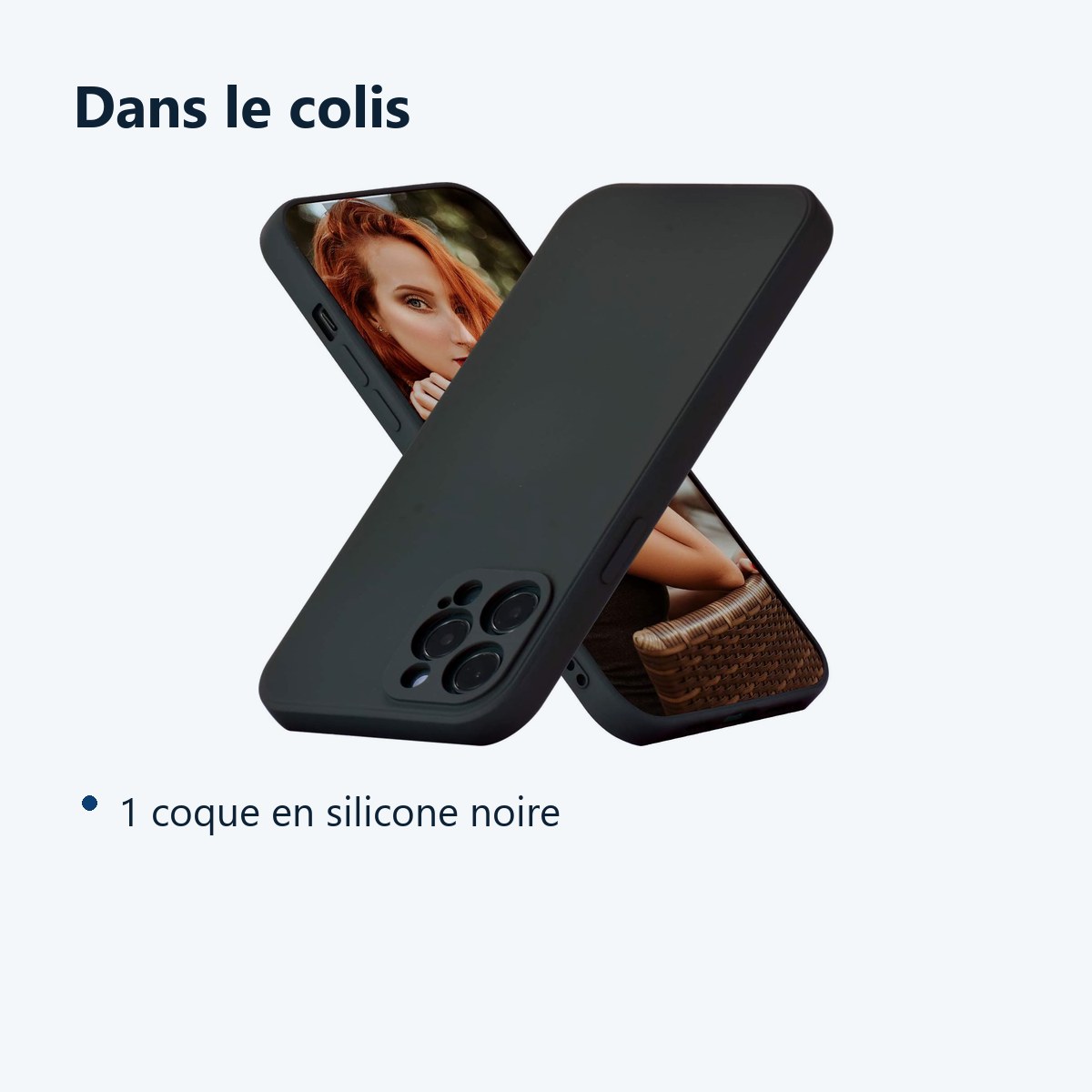 Contenu du colis – Coque Silicone Couleur Noire Pour iPhone 12 Pro Max