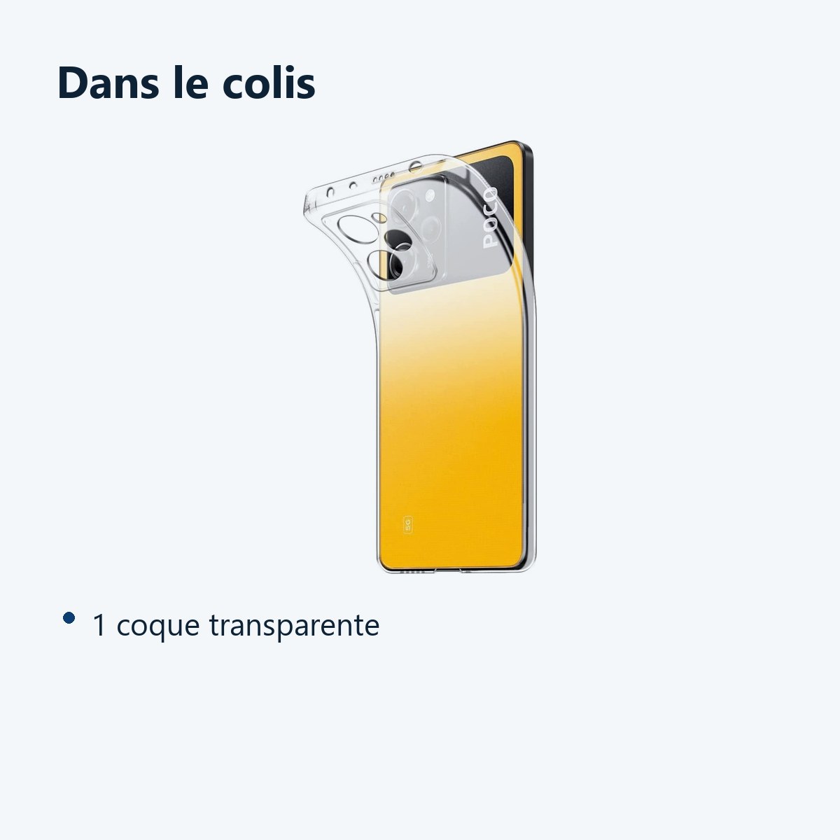 Contenu du colis – Coque Silicone Transparente Pour Poco X5 Pro 5G