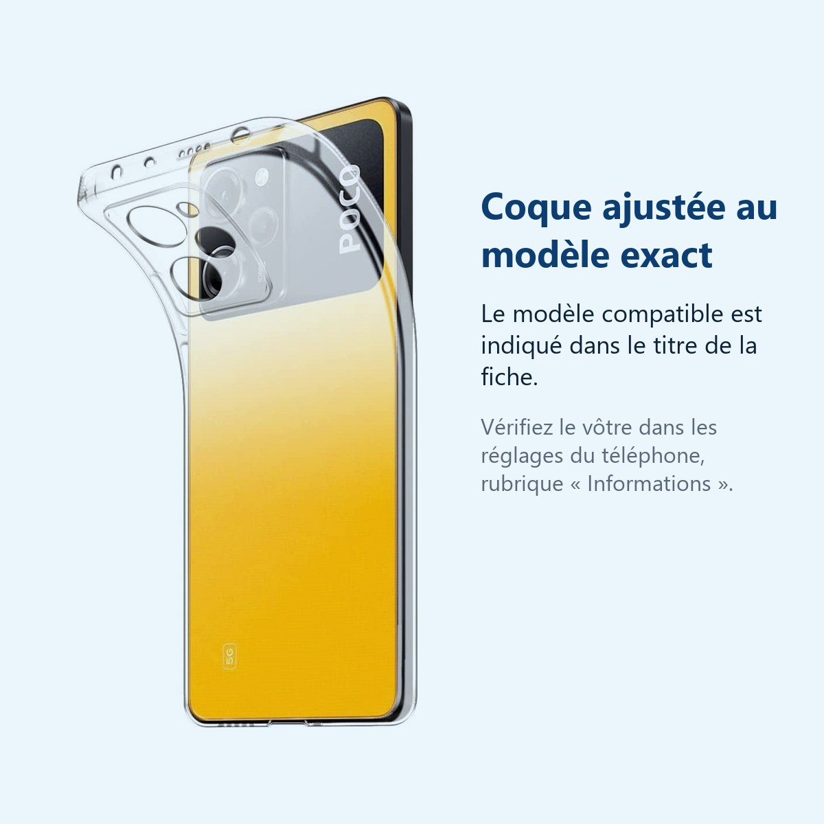 Accessoire ajusté au modèle exact – Coque Silicone Transparente Pour Poco X5 Pro 5G