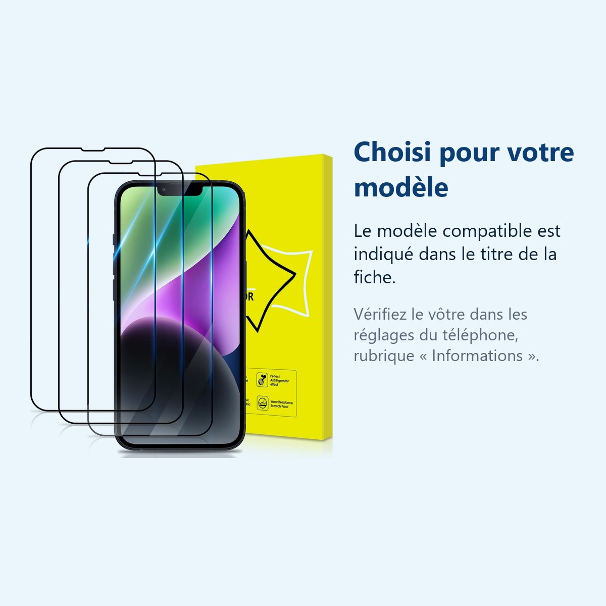 Accessoire ajusté au modèle exact – Verre Trempé pour iPhone 13 Pro Max (6,7 pouces) [Pack 3] Film Vitre Protection Ecran