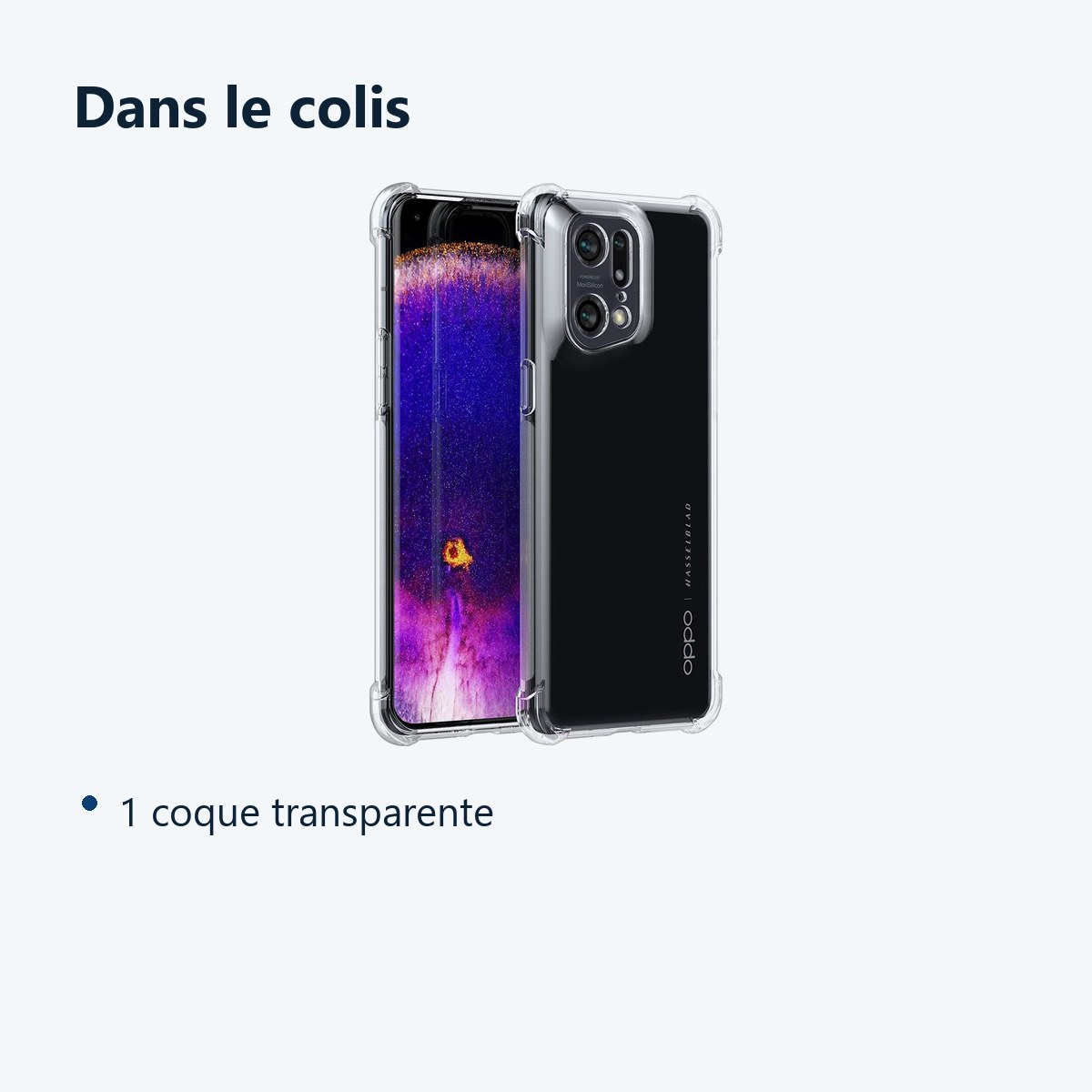 Contenu du colis – Coque Silicone Transparente Angles Renforces Pour Oppo Find X5 Pro
