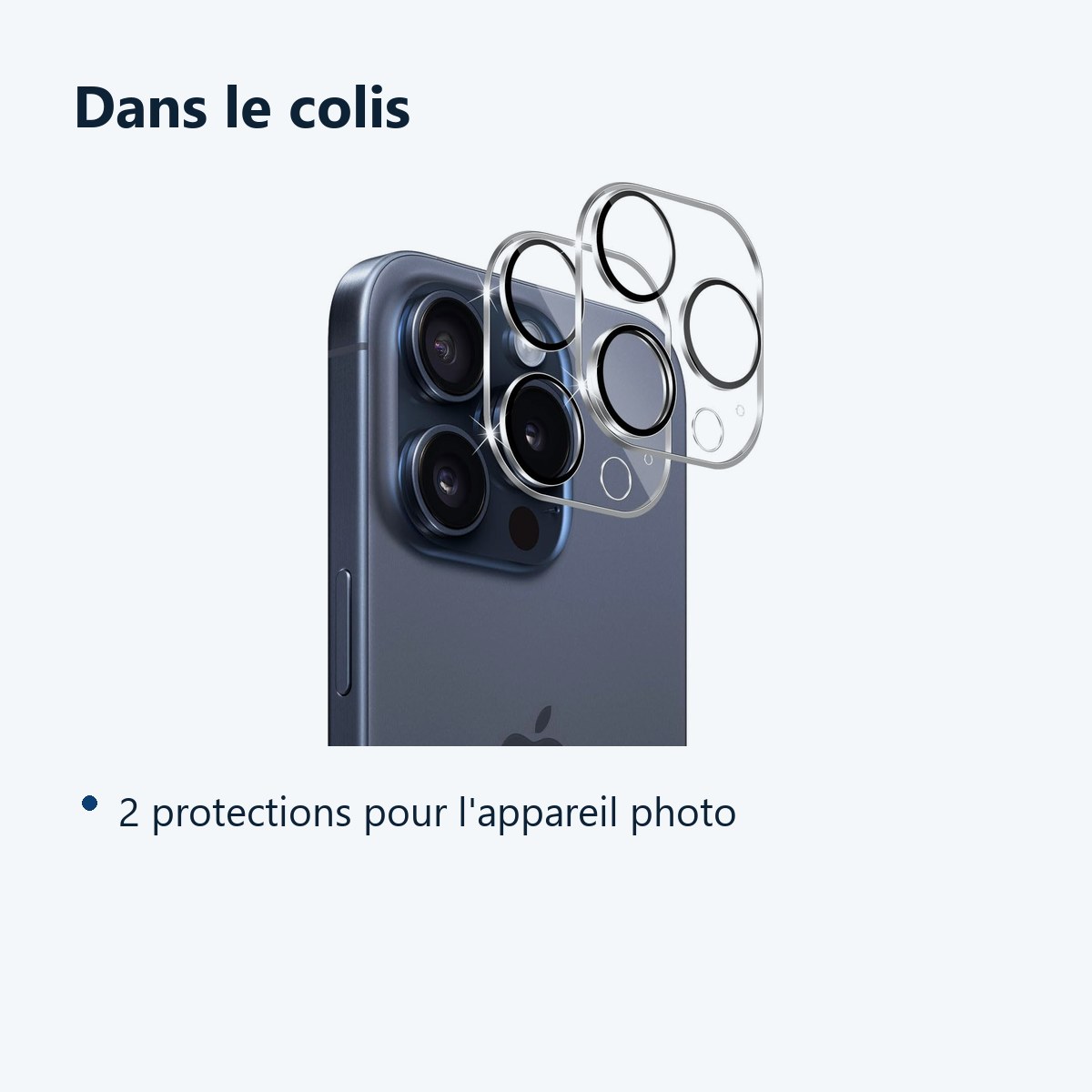 Contenu du colis – Verres Protection Camera Arriere X2 Pour iPhone 15 Pro Max