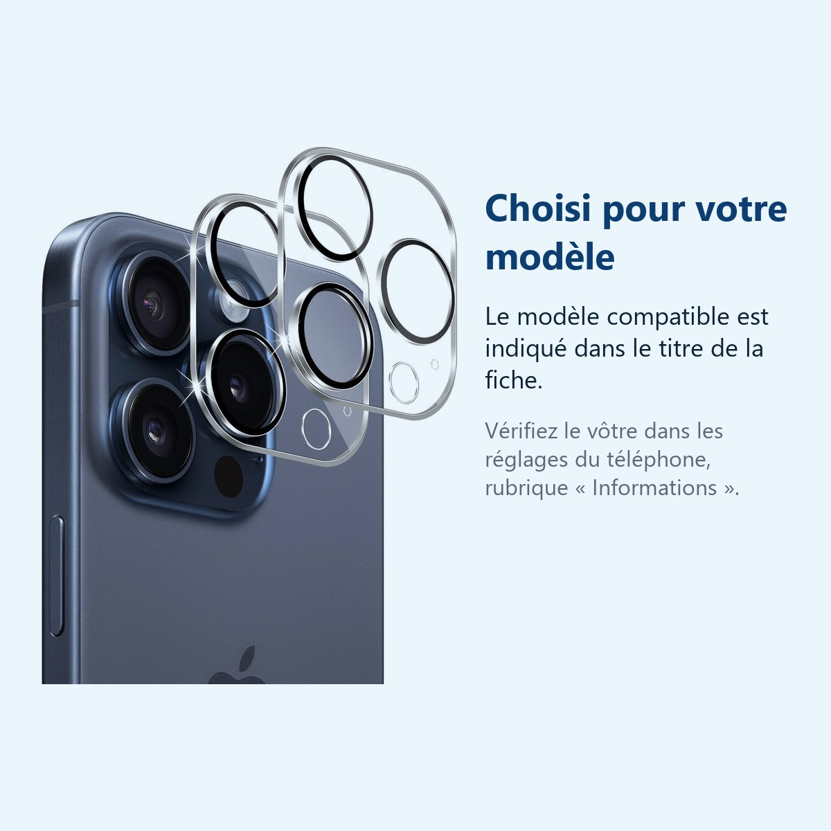 Accessoire ajusté au modèle exact – Verres Protection Camera Arriere X2 Pour iPhone 15 Pro Max