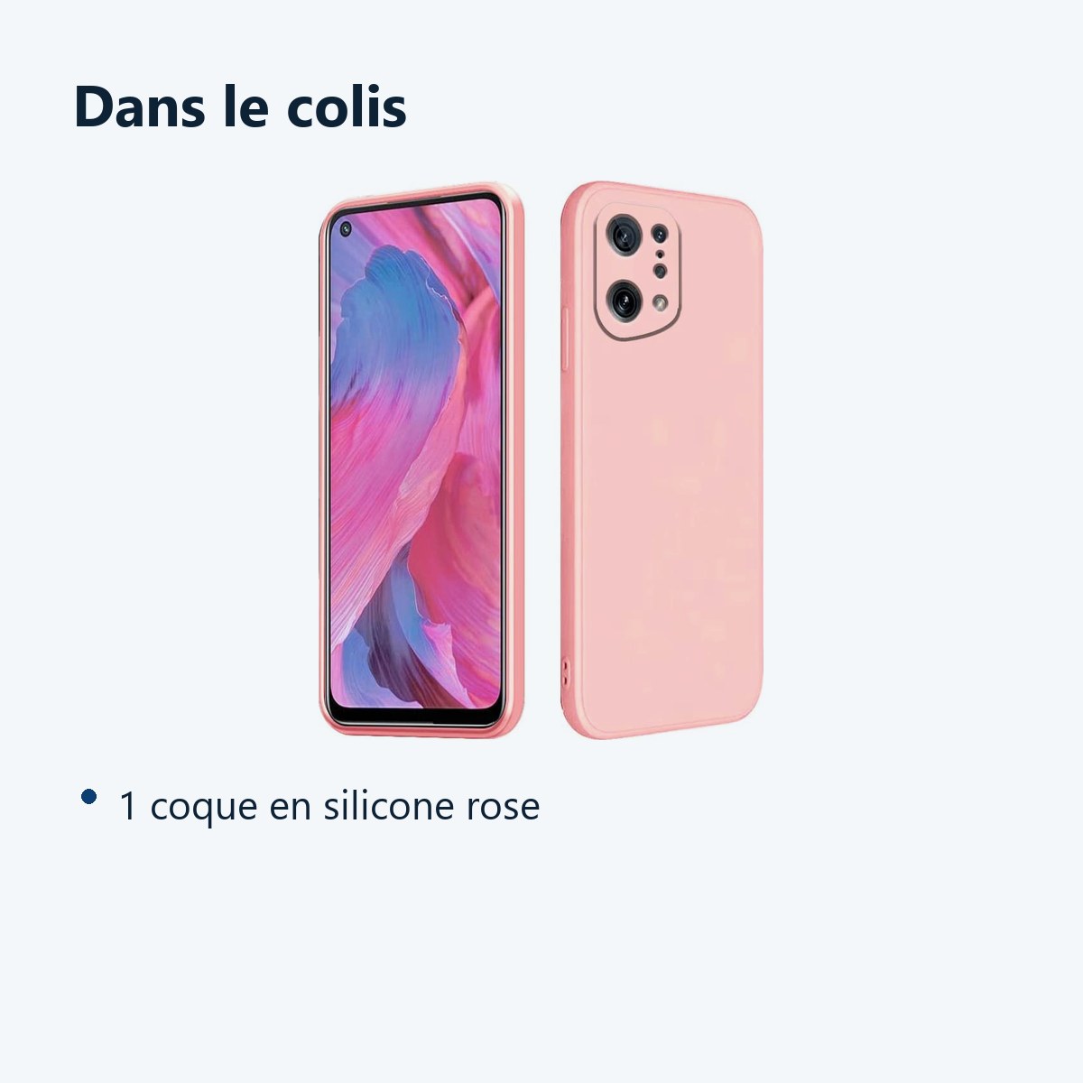 Contenu du colis – Coque Silicone Rose Pour Oppo Find X5 Pro