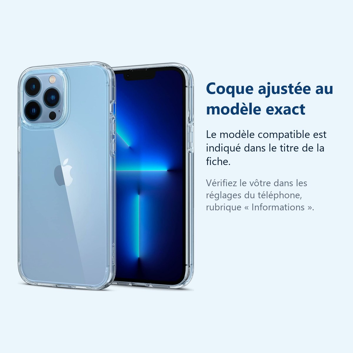 Accessoire ajusté au modèle exact – Coque Transparente pour iPhone 13 Pro Max (6,7 pouces)