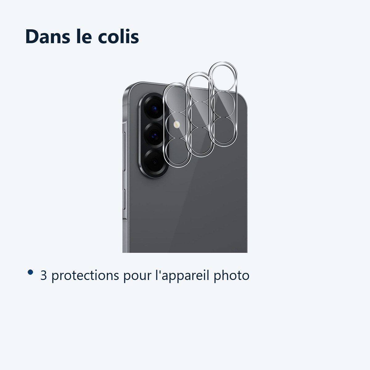 Contenu du colis – Verres Protection Camera Arriere Transparent X3 Pour Samsung Galaxy A57