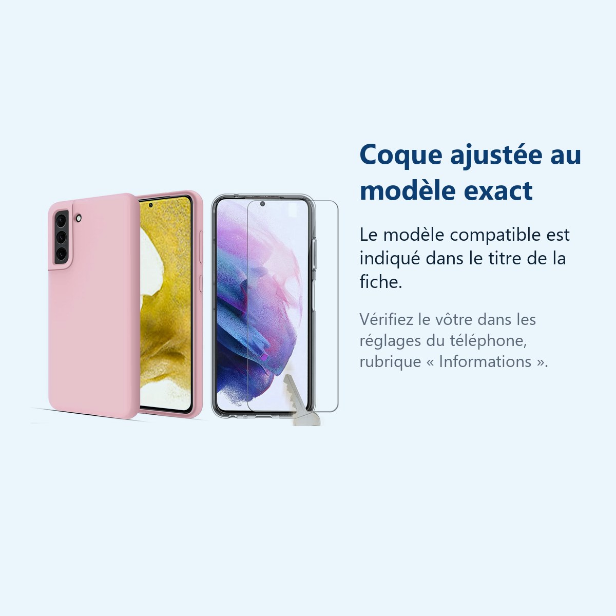Accessoire ajusté au modèle exact – Coque Silicone Rose + Verre Trempe Pour Samsung Galaxy S22 5G