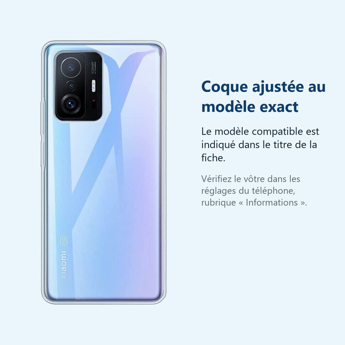 Accessoire ajusté au modèle exact – Coque Silicone Transparente Pour Xiaomi 11T / 11T Pro