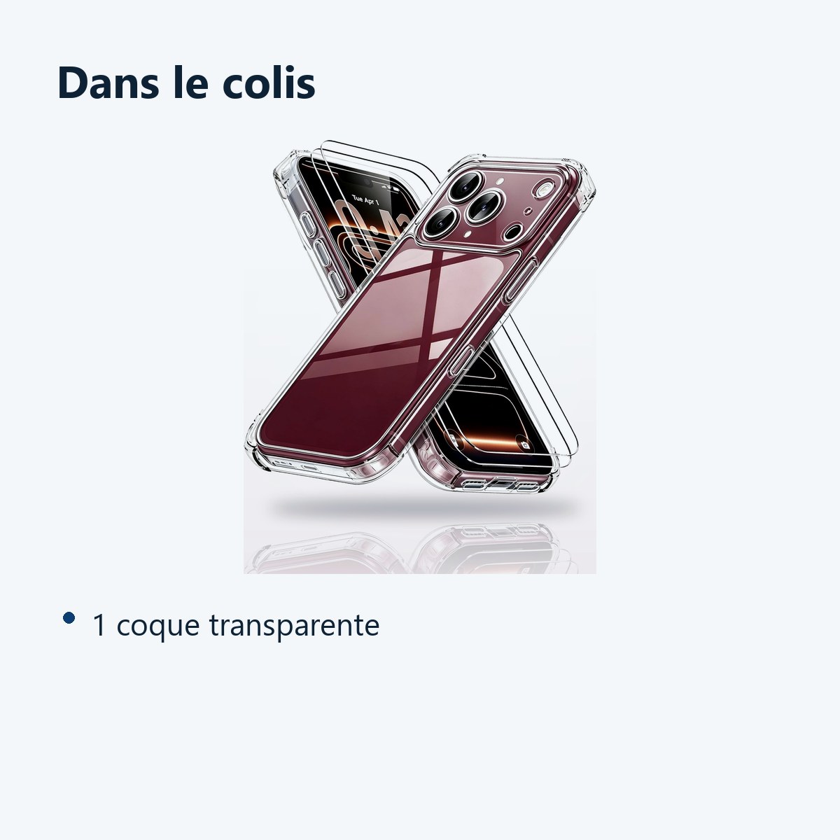 Contenu du colis – Coque Pour iPhone 18 Pro Max Silicone Transparente Angles Renforces
