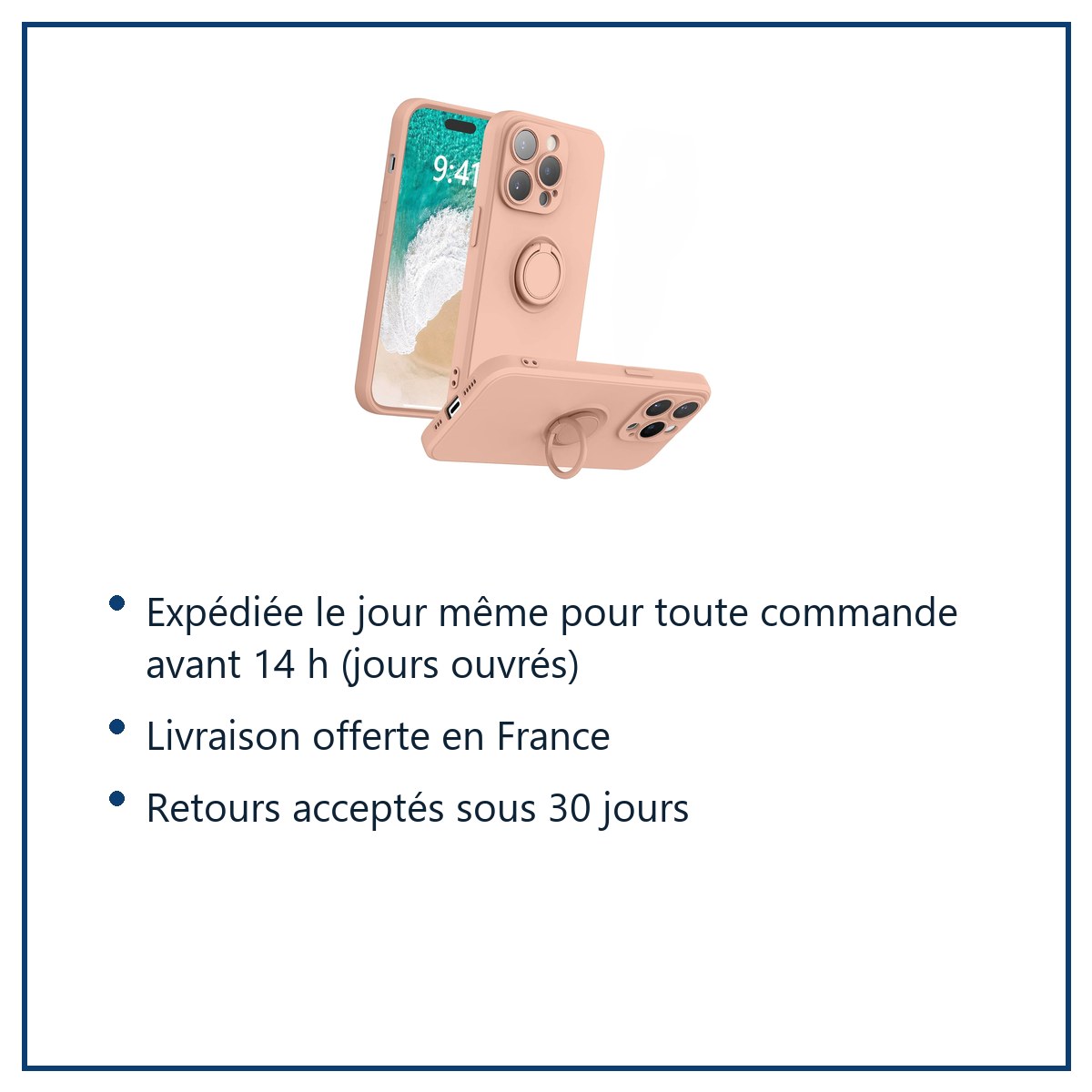 Expédition le jour même, livraison offerte, retours sous 30 jours – Coque Silicone Pour iPhone 14 Pro Couleur Rose Avec Annea