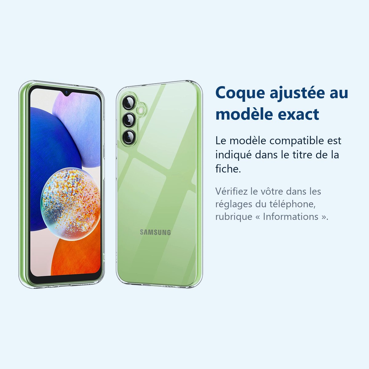 Accessoire ajusté au modèle exact – Coque Silicone Transparente Pour Samsung Galaxy A14 4G / 5G