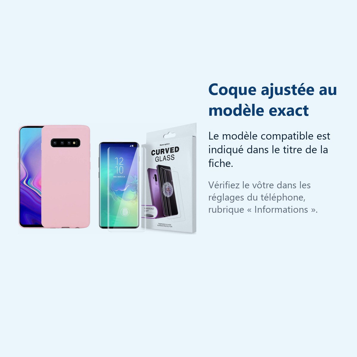 Accessoire ajusté au modèle exact – Coque Souple Silicone Pour Samsung Galaxy S10 Plus Rose + Verre Trempé Anti chocs et Rayu