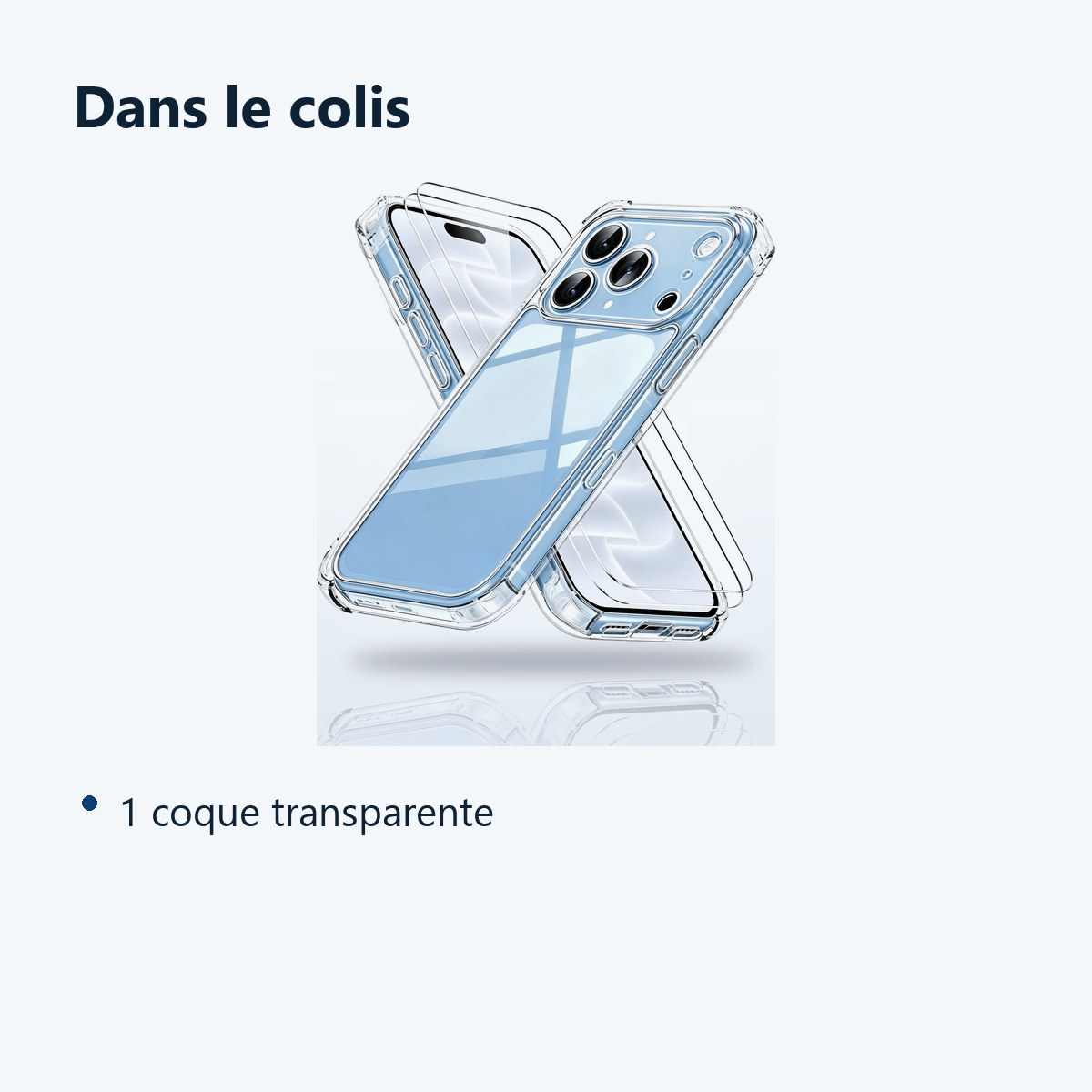 Contenu du colis – Coque Pour iPhone 18 Pro Silicone Transparente Angles Renforces