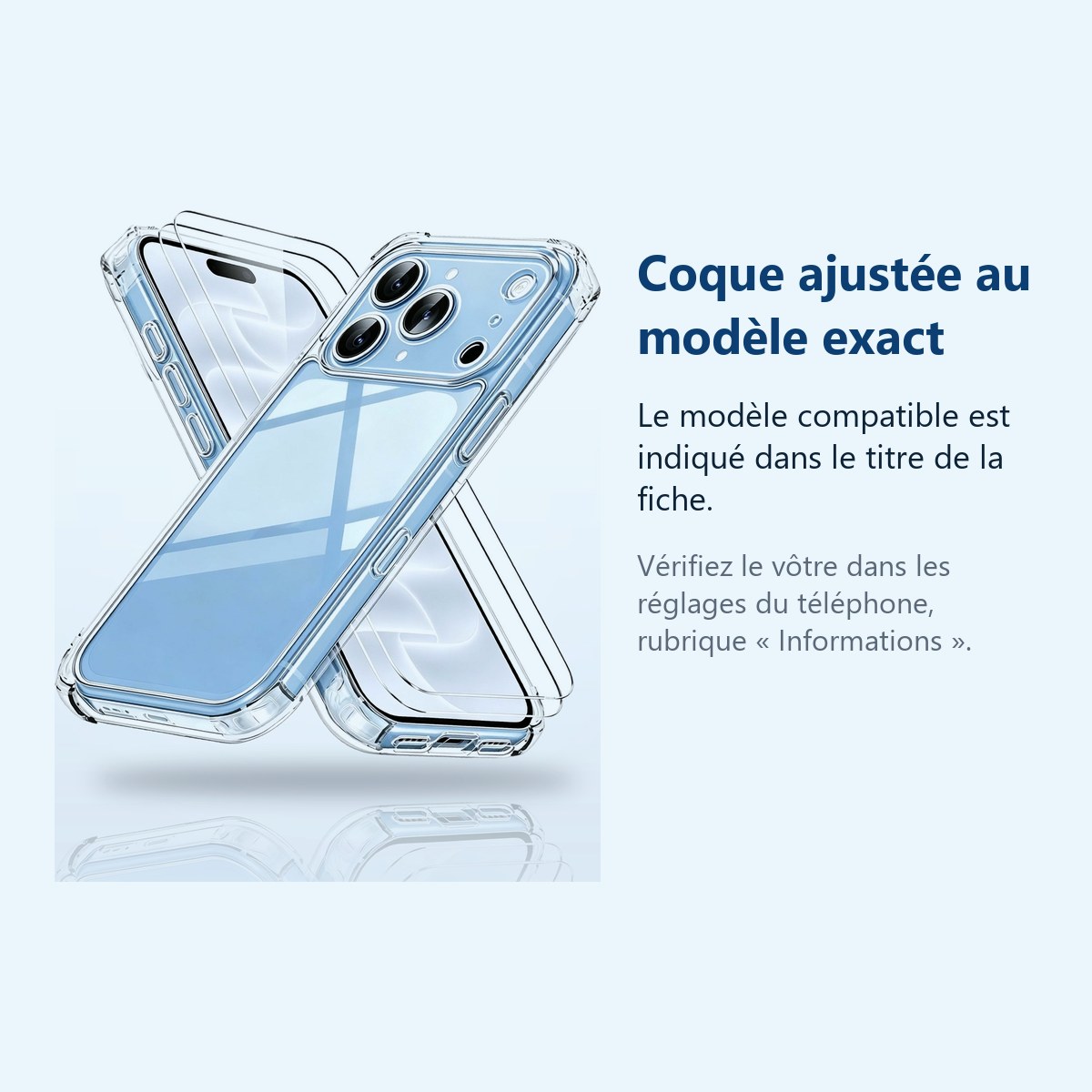 Accessoire ajusté au modèle exact – Coque Pour iPhone 18 Pro Silicone Transparente Angles Renforces