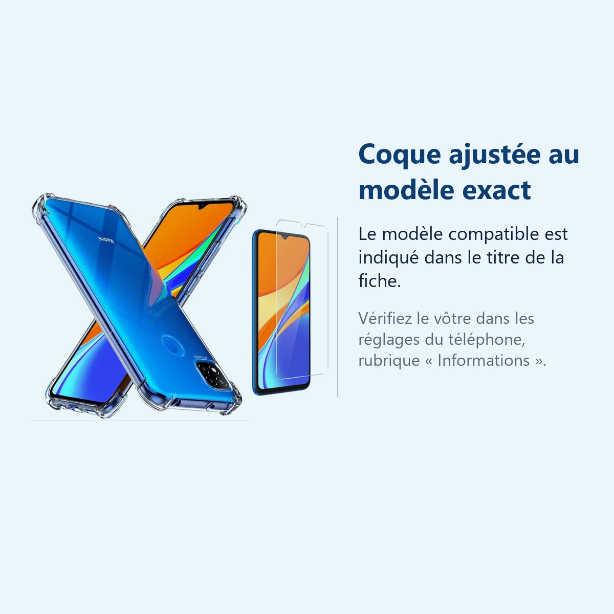 Accessoire ajusté au modèle exact – Coque Silicone Transparente Angles Renforces + Verre Trempe Pour Xiaomi Redmi 9C / 9C NFC