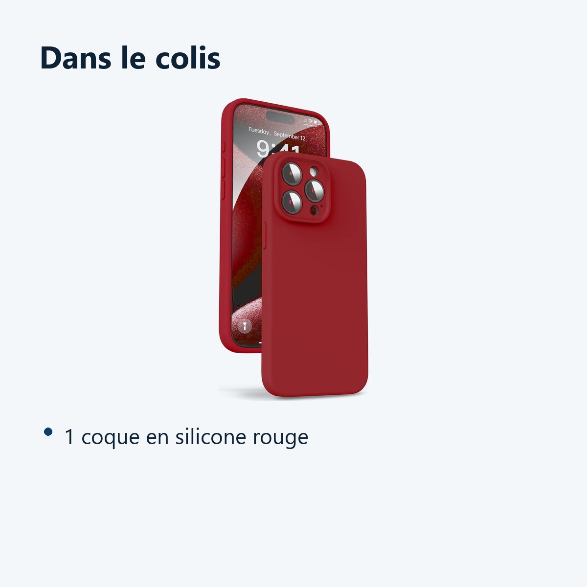 Contenu du colis – Coque Silicone Rouge Pour iPhone 15 Pro Max