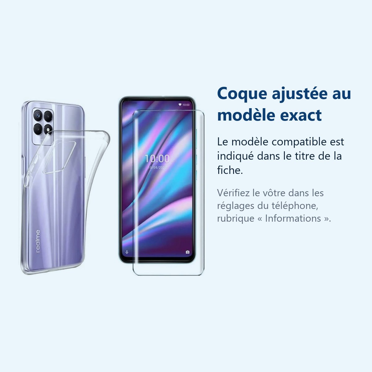 Accessoire ajusté au modèle exact – Coque Silicone Transparente + Verre Trempe Pour Realme 8i