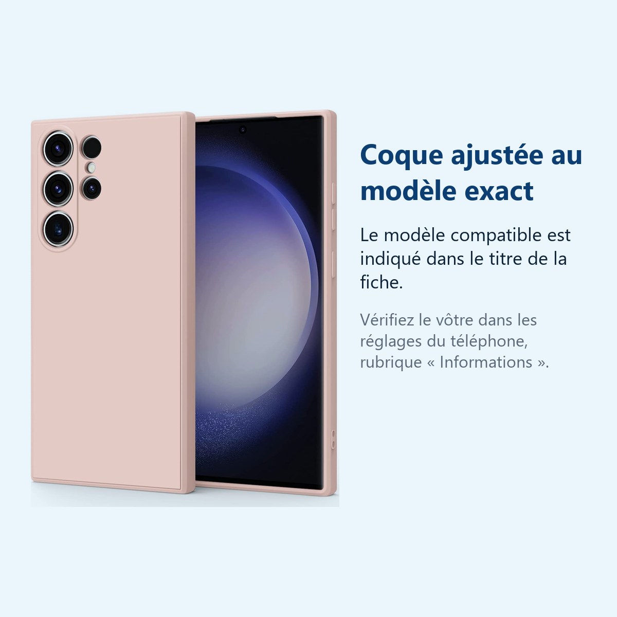 Accessoire ajusté au modèle exact – Coque Rose pour Samsung Galaxy S23 Ultra (6,8 pouces)