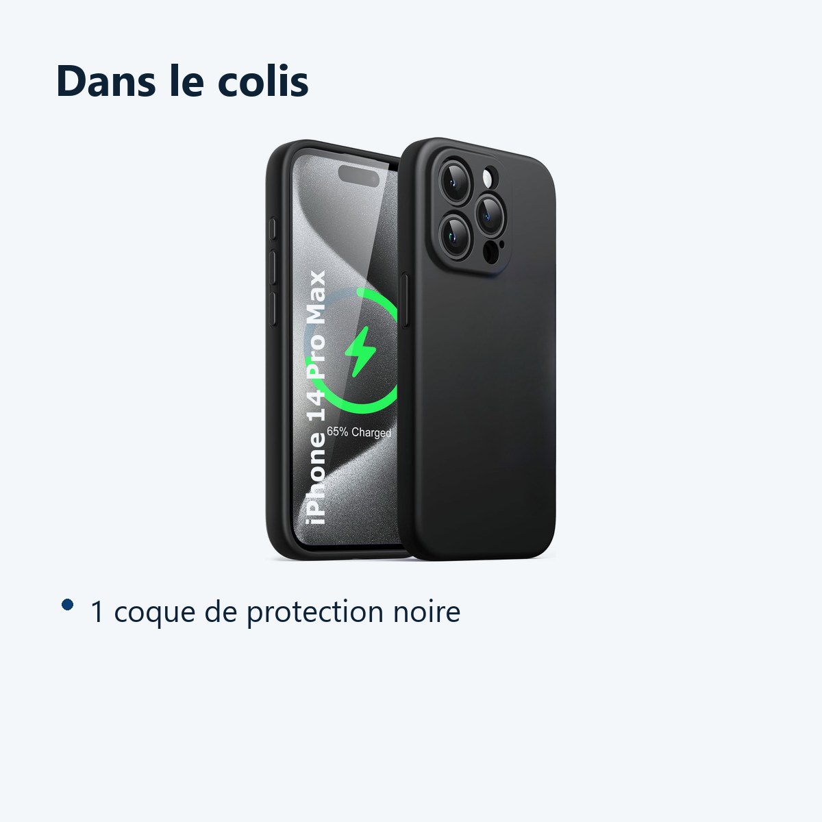 Contenu du colis – Coque Noir pour iPhone 14 Pro Max (6,7 pouces)