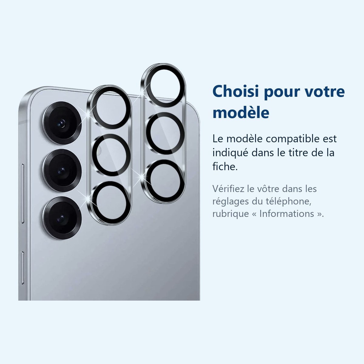 Accessoire ajusté au modèle exact – Verres Protection Camera Arriere Transparent X2 Pour Samsung Galaxy S25 Plus