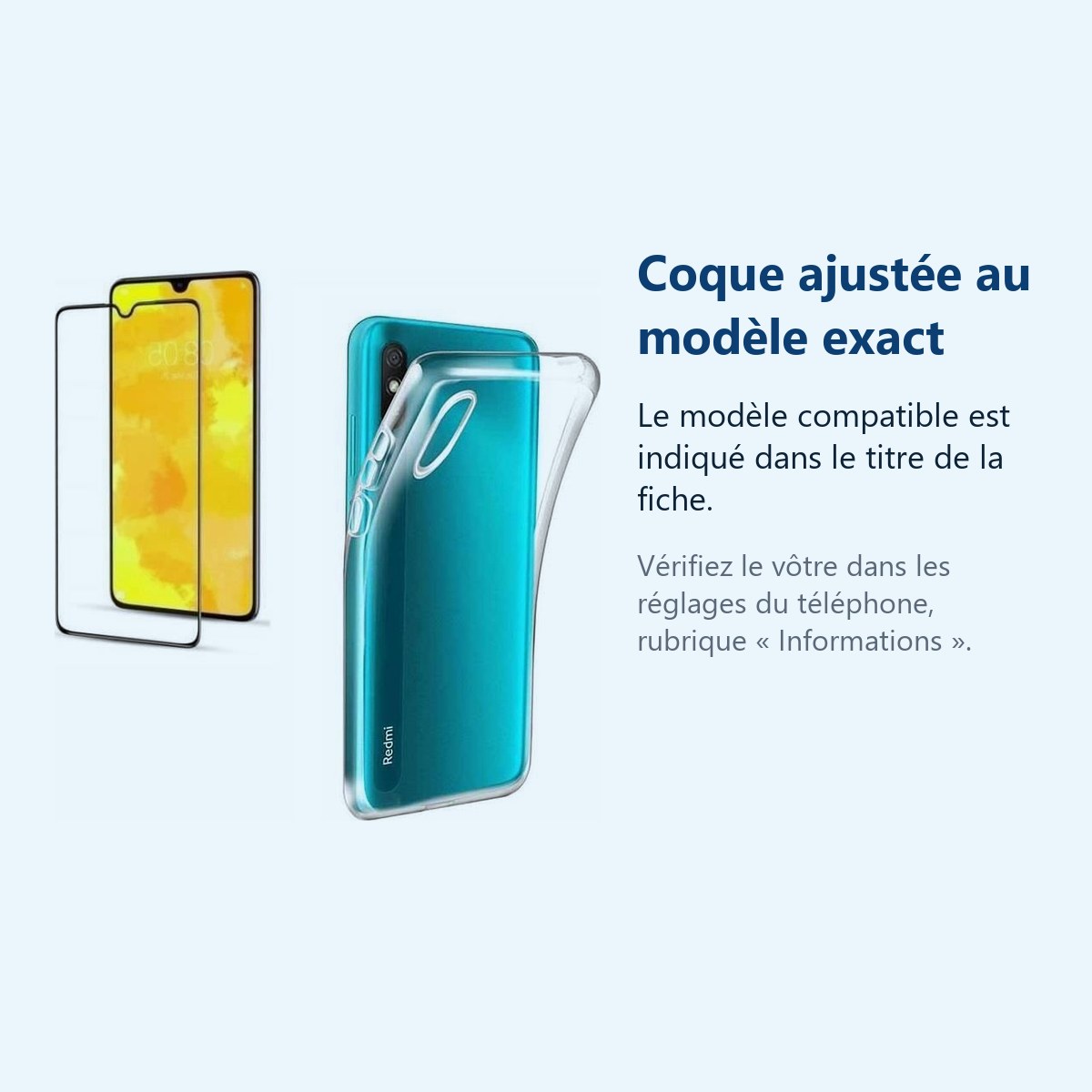 Accessoire ajusté au modèle exact – Coque Silicone + Vitre Protection Ecran Pour XIAOMI REDMI 9A