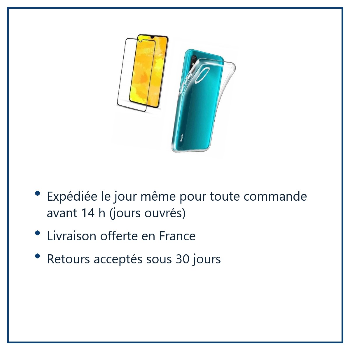 Expédition le jour même, livraison offerte, retours sous 30 jours – Coque Silicone + Vitre Protection Ecran Pour XIAOMI REDMI