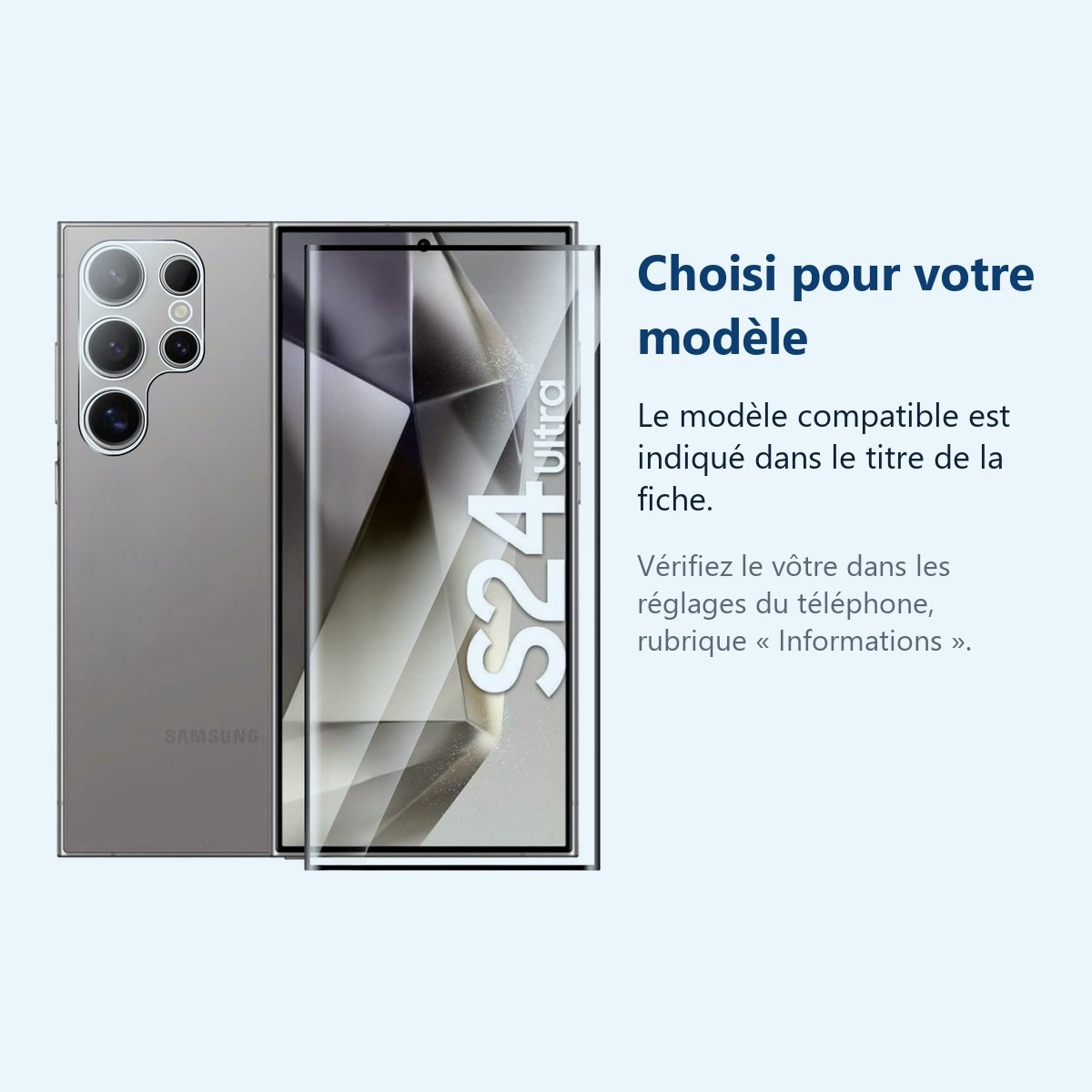 Accessoire ajusté au modèle exact – Verre Trempe et Protection Camera Arriere Transparent Pour Samsung Galaxy S24 Ultra