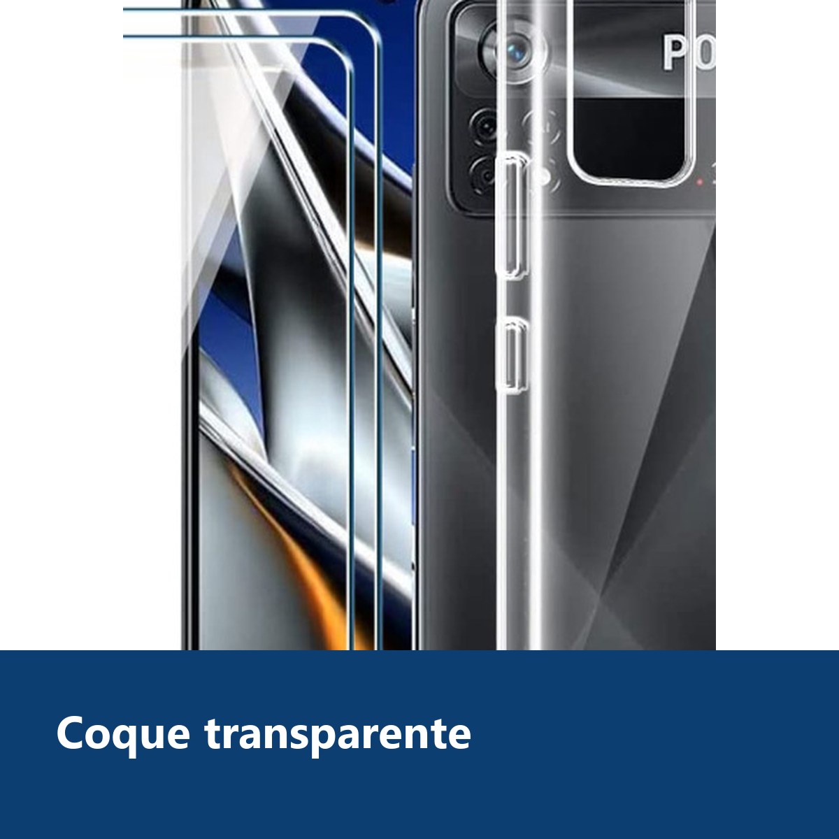 Vue de détail – Coque Silicone Transparente + 2 Verres Trempes Pour Poco X4 Pro 5G