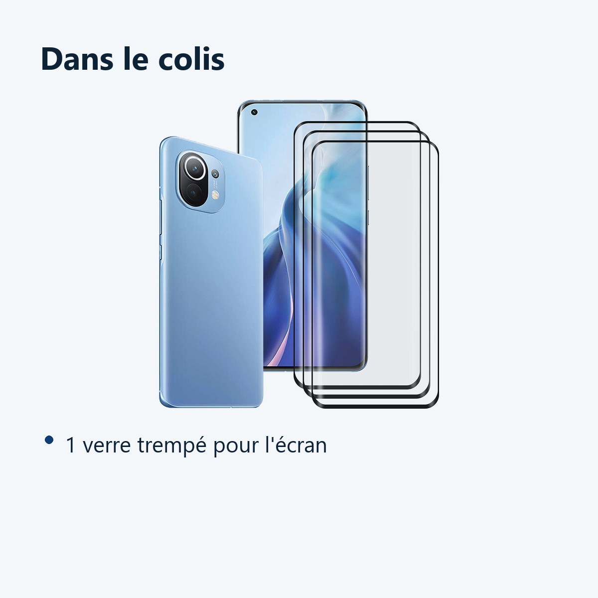 Contenu du colis – Verres Trempe X3 Pour Xiaomi Mi 11