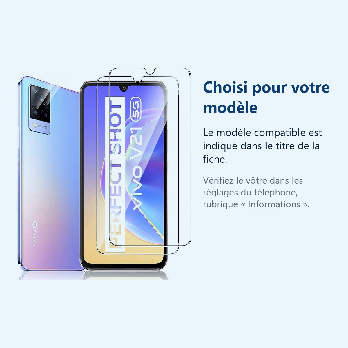 Accessoire ajusté au modèle exact – Verres Trempes X2 Pour Vivo V21 5G
