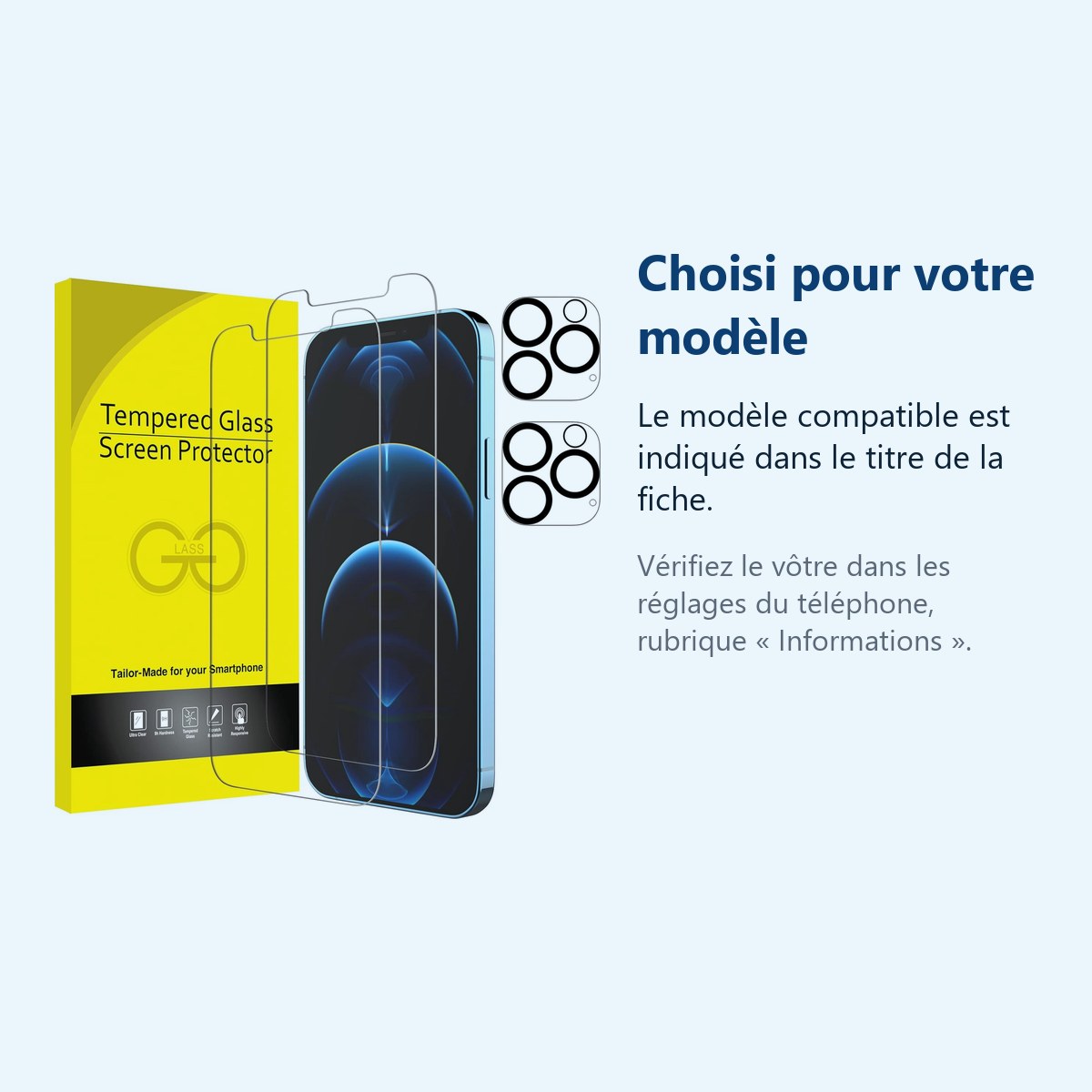 Accessoire ajusté au modèle exact – Verres Trempes et Protections Camera Arriere X2 Pour iPhone 12 Pro