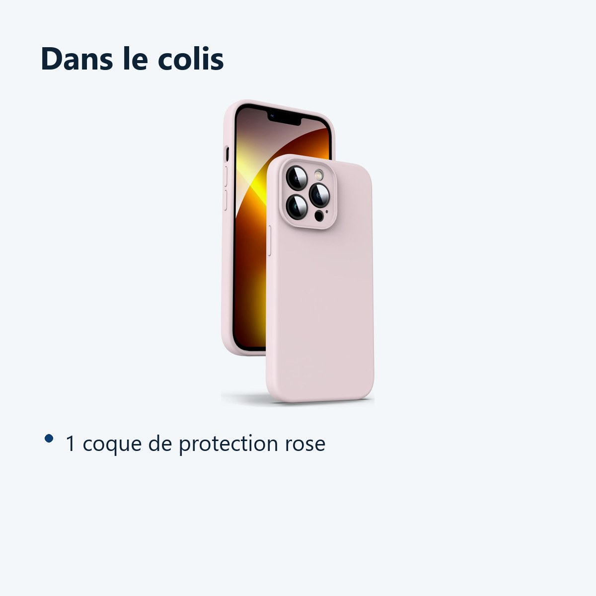 Contenu du colis – Coque Rose pour iPhone 13 Pro (6,1 pouces)