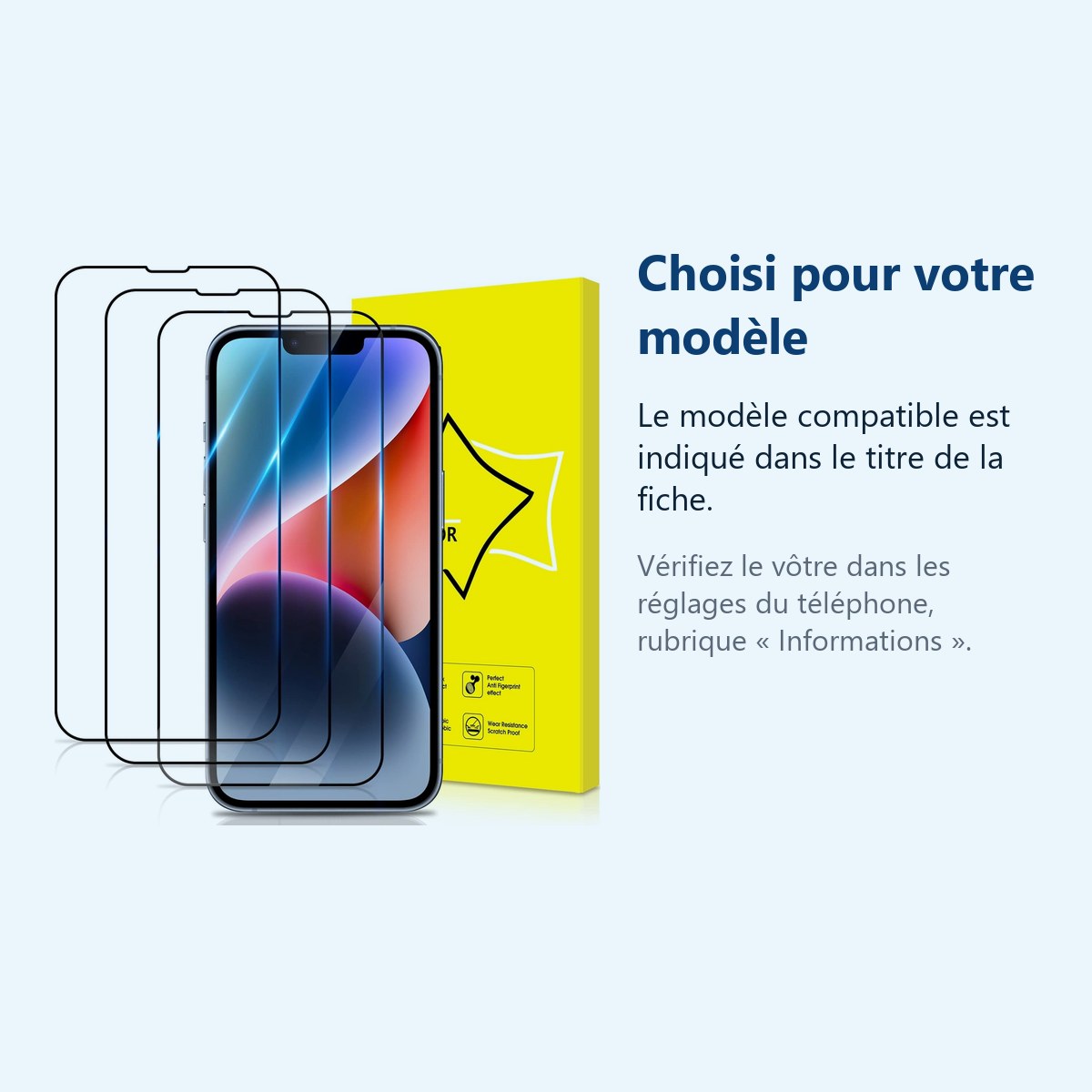 Accessoire ajusté au modèle exact – Verre Trempé pour iPhone 13 (6,1 pouces) [Pack 3] Film Vitre Protection Ecran