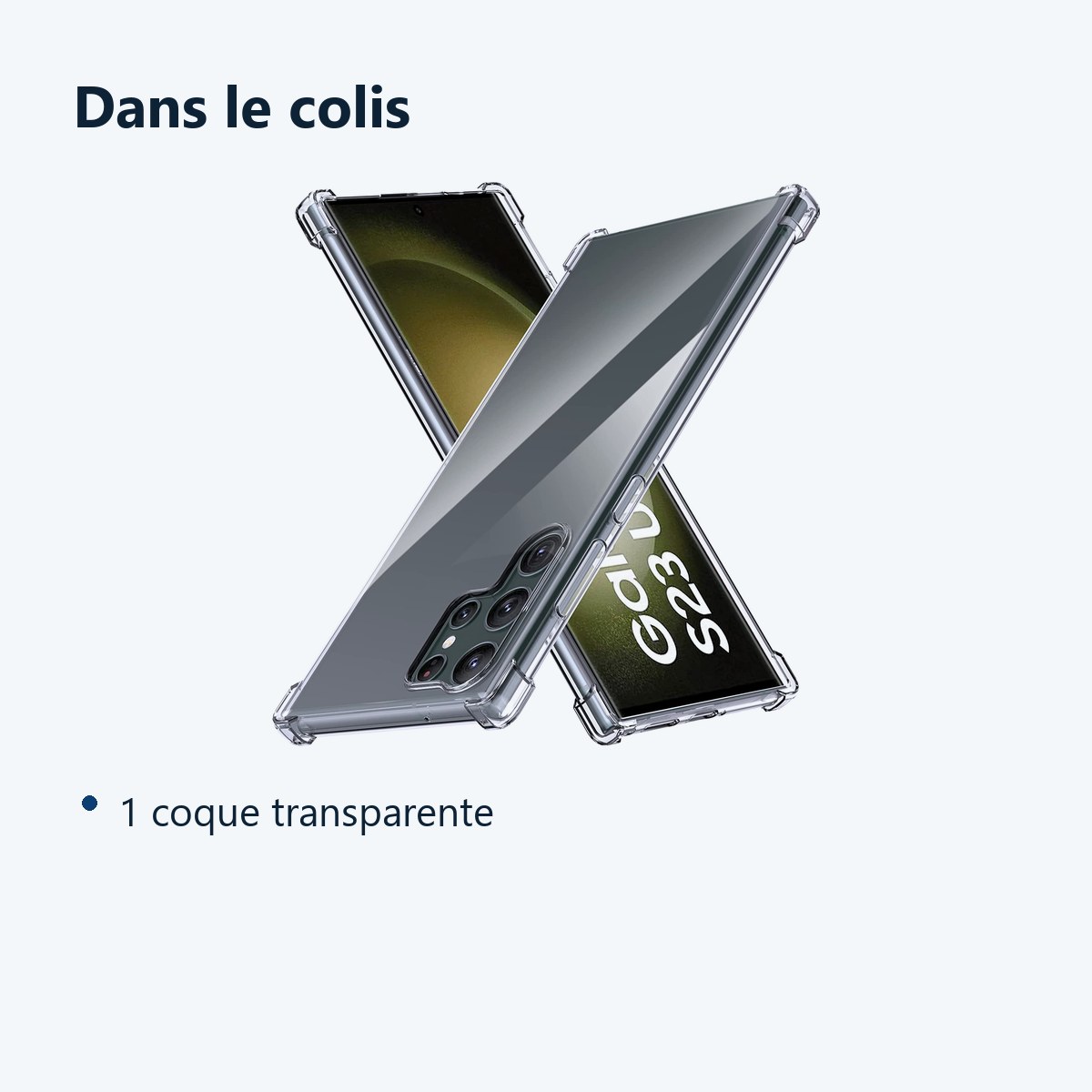 Contenu du colis – Coque Silicone Transparente Angles Renforces Pour Samsung Galaxy S23 Ultra 5G