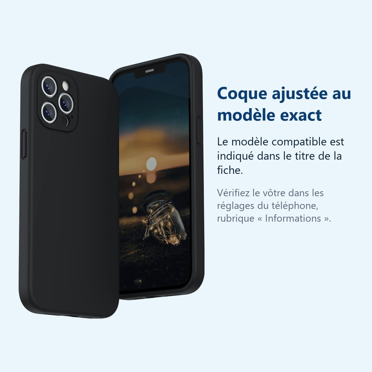 Accessoire ajusté au modèle exact – Coque Noir pour iPhone 12 Pro Max (6,7 pouces)