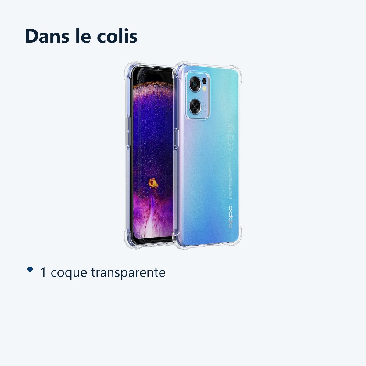 Contenu du colis – Coque Silicone Transparente Angles Renforces Pour Oppo Find X5 Lite