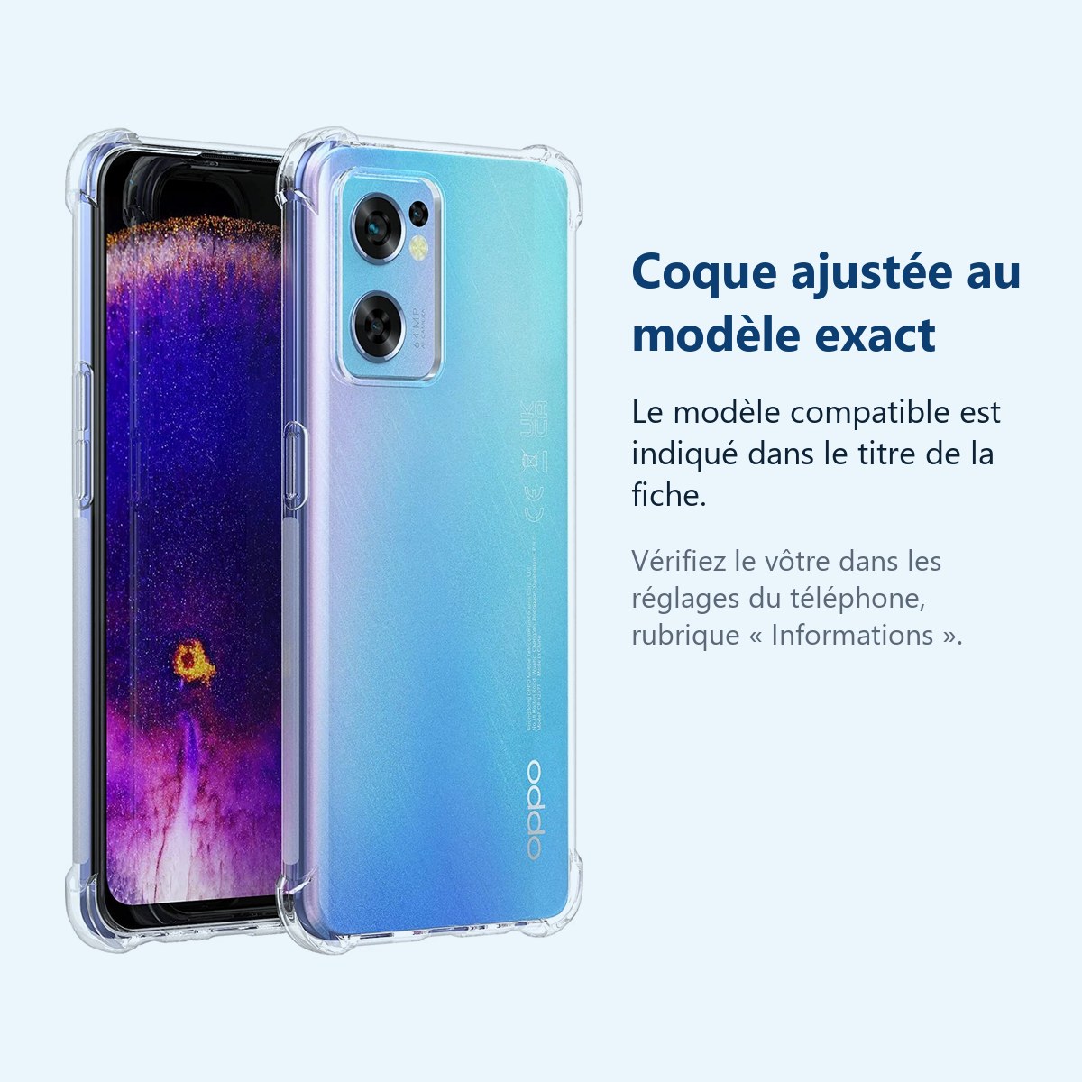 Accessoire ajusté au modèle exact – Coque Silicone Transparente Angles Renforces Pour Oppo Find X5 Lite