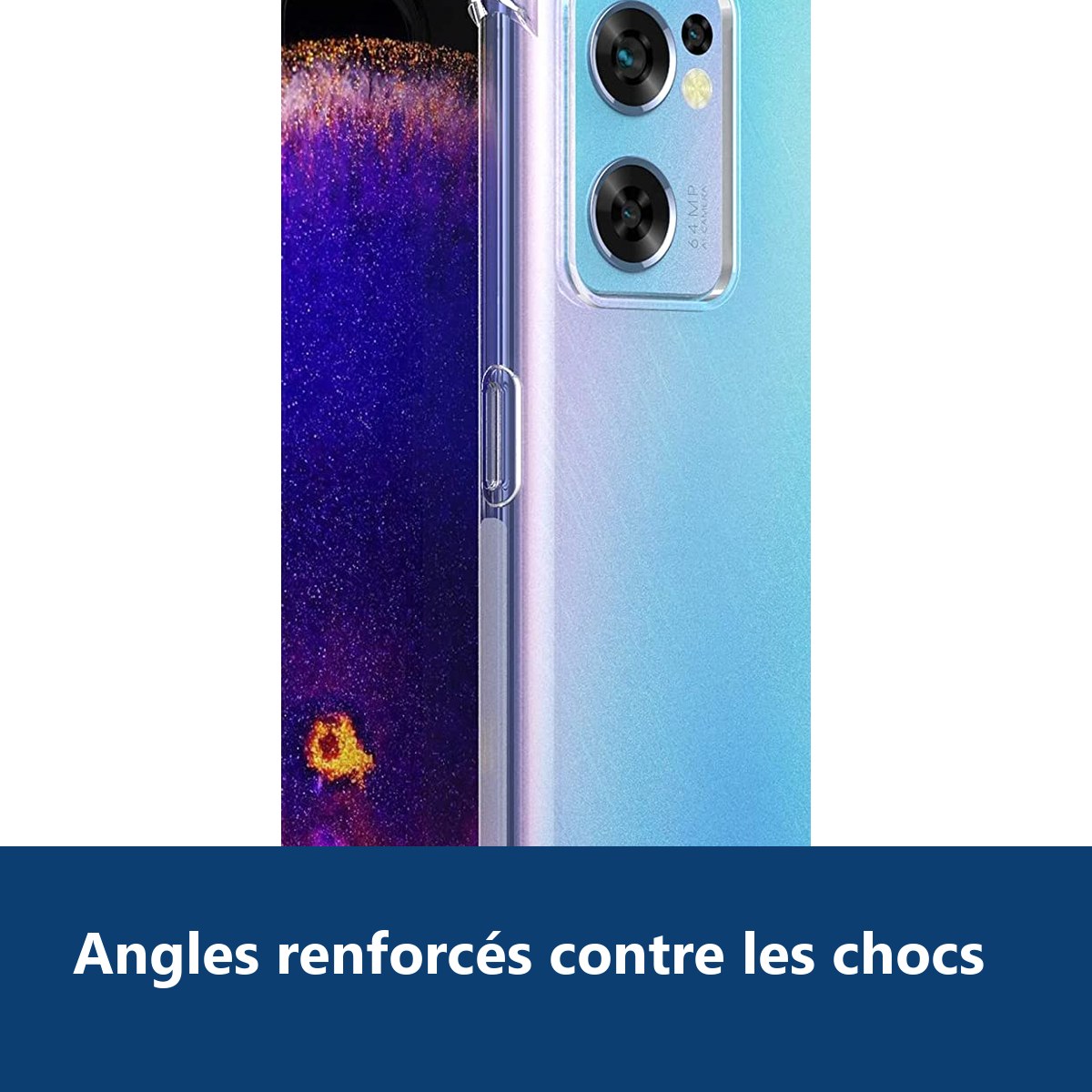 Vue de détail – Coque Silicone Transparente Angles Renforces Pour Oppo Find X5 Lite