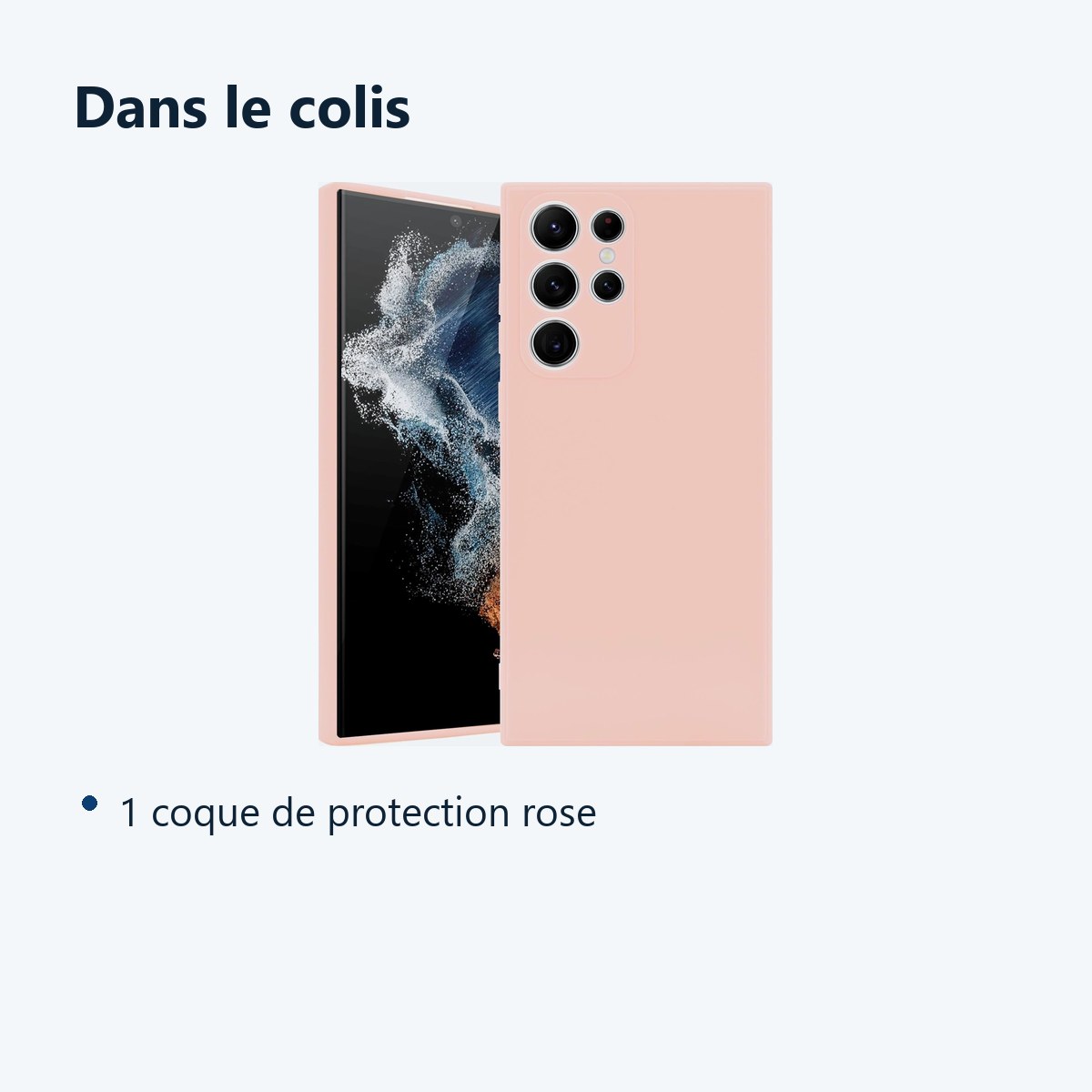 Contenu du colis – Coque Rose pour Samsung Galaxy S22 Ultra (6,8 pouces)