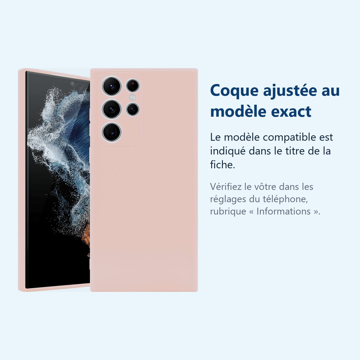 Accessoire ajusté au modèle exact – Coque Rose pour Samsung Galaxy S22 Ultra (6,8 pouces)
