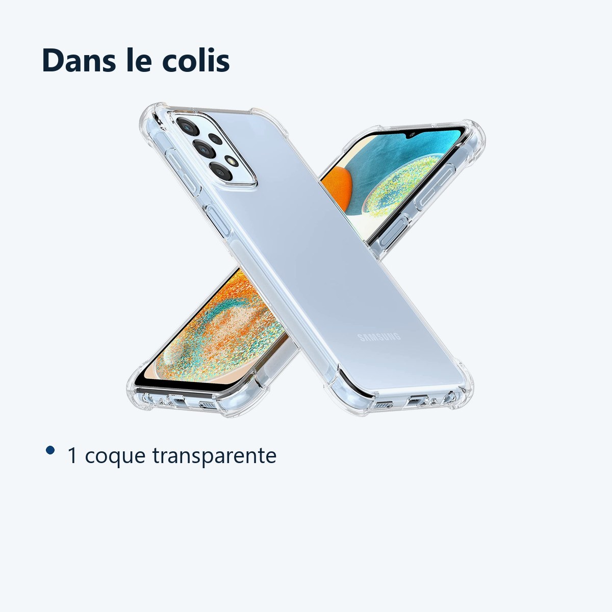 Contenu du colis – Coque Silicone Transparente Angles Renforces Pour Samsung A23 5G