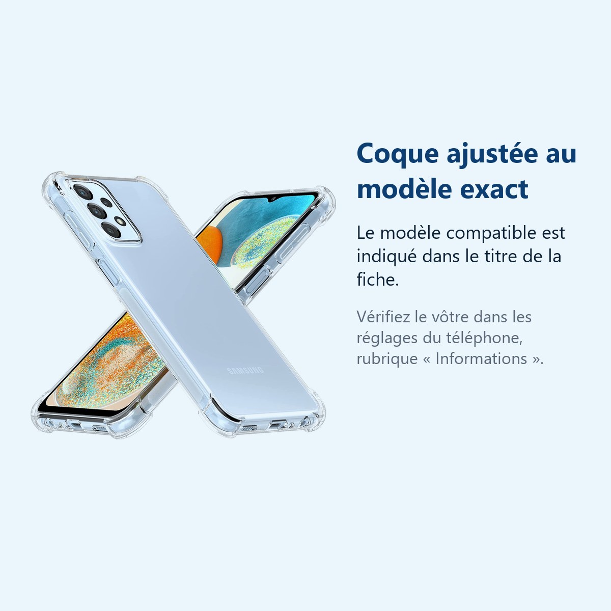 Accessoire ajusté au modèle exact – Coque Silicone Transparente Angles Renforces Pour Samsung A23 5G