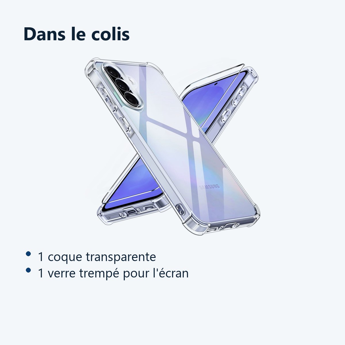 Contenu du colis – Coque Pour Samsung Galaxy A36 5G Silicone Transparente Angles Renforces + Verre Trempe