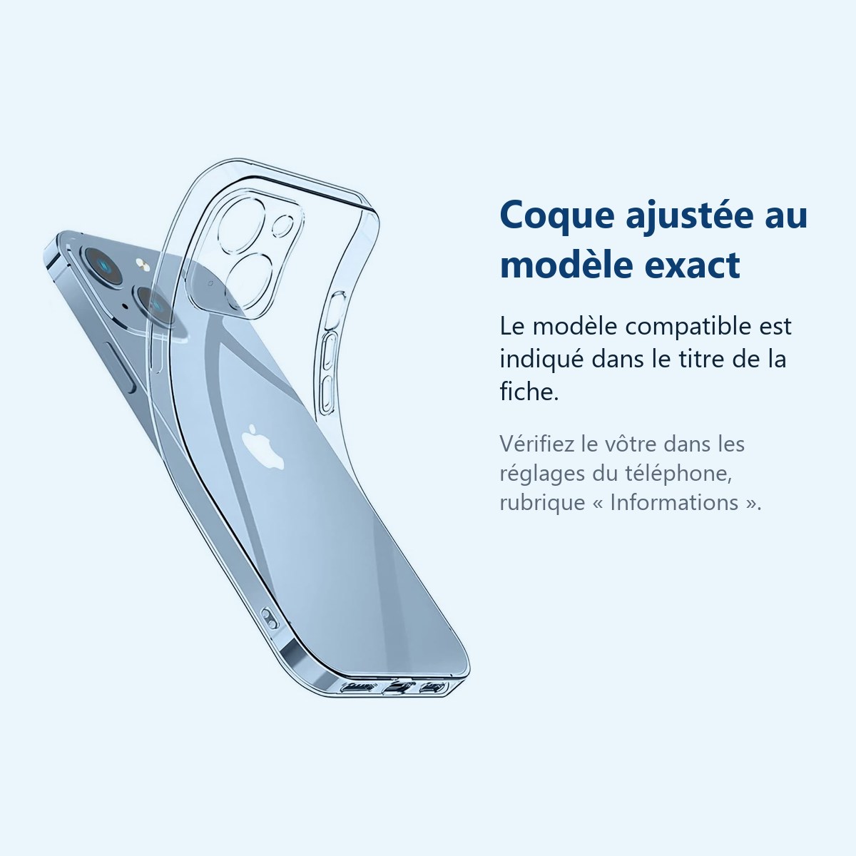 Accessoire ajusté au modèle exact – Coque Transparente pour iPhone 14 (6,1 pouces)