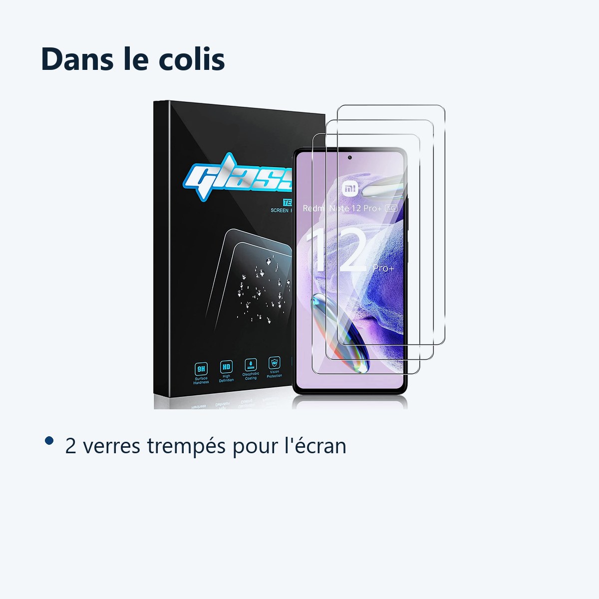 Contenu du colis – Verres Trempes X3 Pour Xiaomi Redmi Note 12 Pro Plus