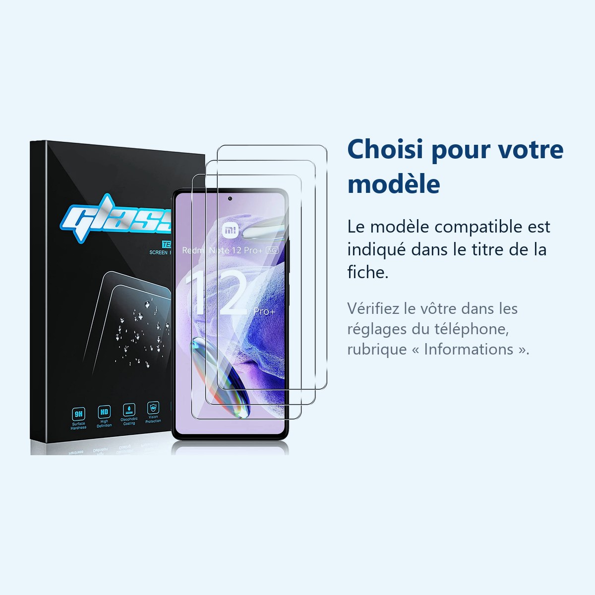 Accessoire ajusté au modèle exact – Verres Trempes X3 Pour Xiaomi Redmi Note 12 Pro Plus