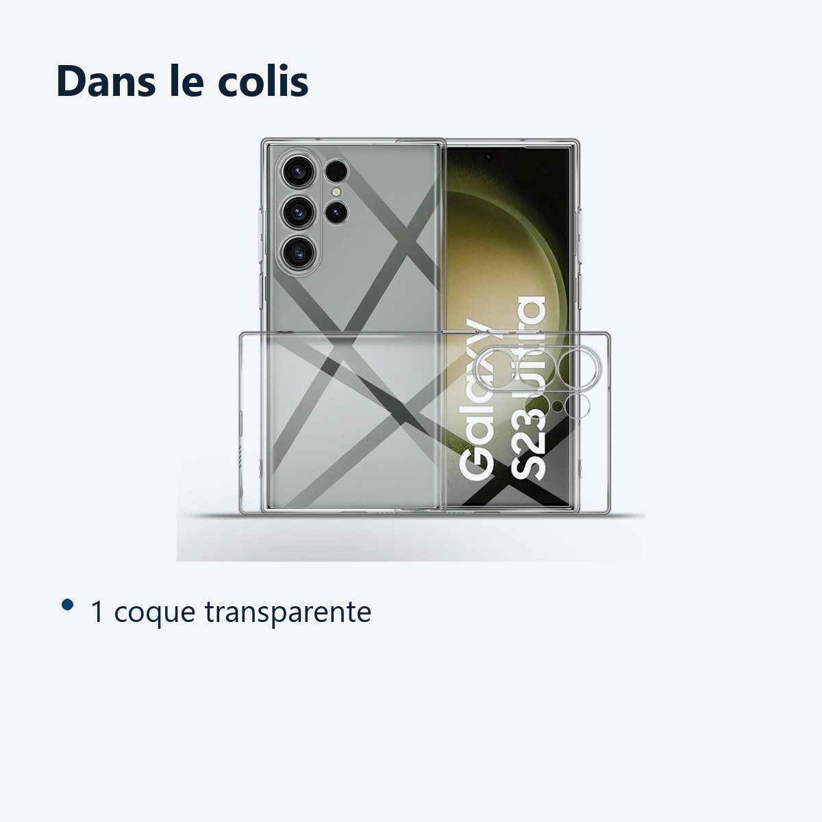 Contenu du colis – Coque Transparente pour Samsung Galaxy S23 Ultra (6,8 pouces)