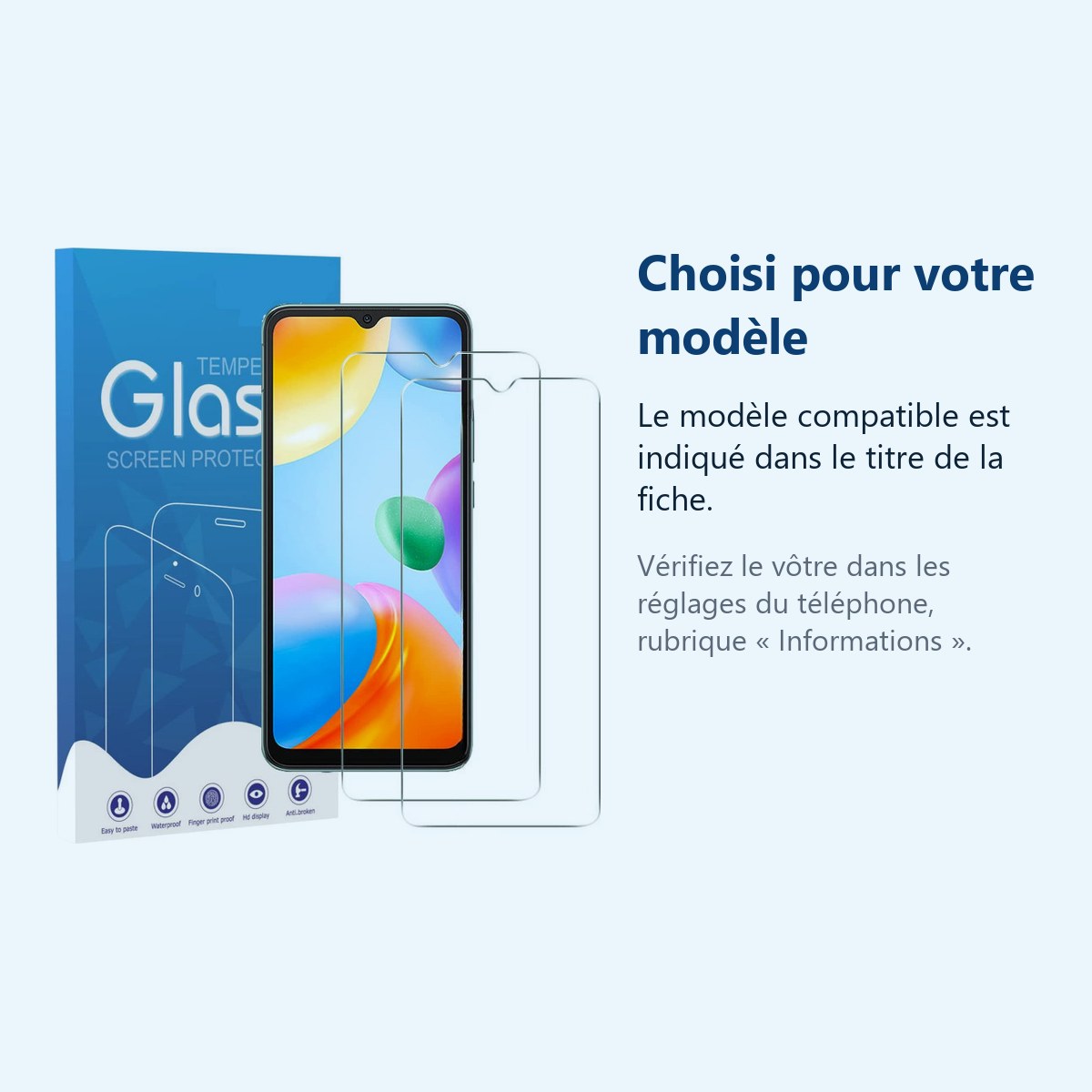 Accessoire ajusté au modèle exact – 2x Films Verres Trempes Pour Xiaomi Redmi 10C